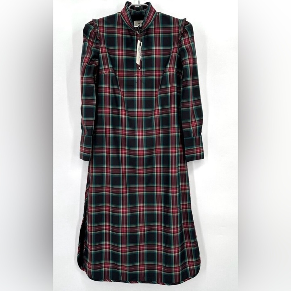 Tuckernuck Women's Highland Tartan Demy Dress sz M NWT Long Sleeve Shift Maxi